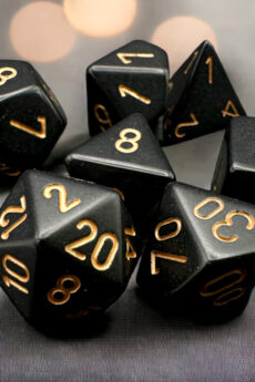 Chessex Opaque Polyhedral 7-Die Sets - Black w/gold