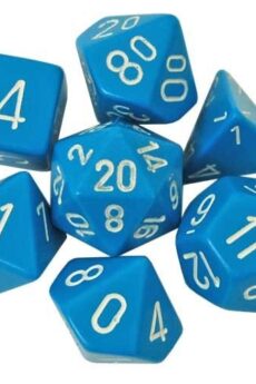 Chessex Opaque Polyhedral 7-Die Sets - Light Blue w/white