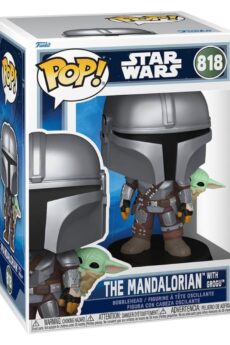 Star Wars: The Mandalorian and Grogu Figura POP! Vinyl Cabezón The Mandalorian with Grogu 9 cm