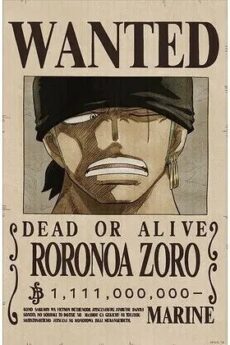 One Piece Poster 3D Wanted Zoro Egghead 38X58cm